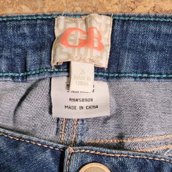 GB Teen Girl Braided Fringe Jeans Sz 3 Jr Trendy Penny Lane Hippy Hippie Stretch - Picture 5 of 7